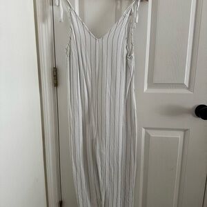 White Pin Striped Jumpsuit